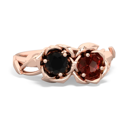 Black Onyx Genuine Black Onyx with Genuine Garnet Rose Garden ring Ring