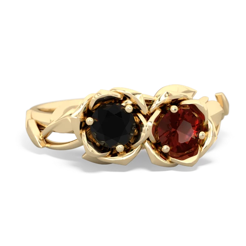 onyx-garnet roses ring