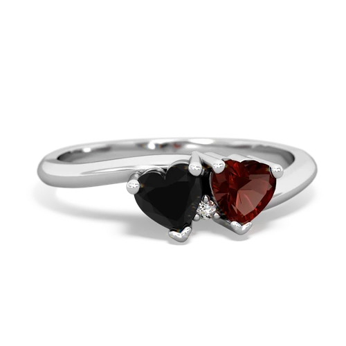 Black Onyx Genuine Black Onyx with Genuine Garnet Sweetheart's Promise ring Ring