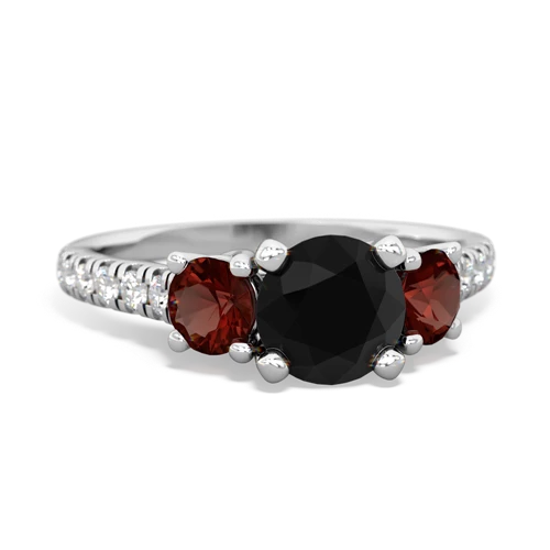 Black Onyx Genuine Black Onyx with Genuine Garnet and Genuine Aquamarine Pave Trellis ring Ring