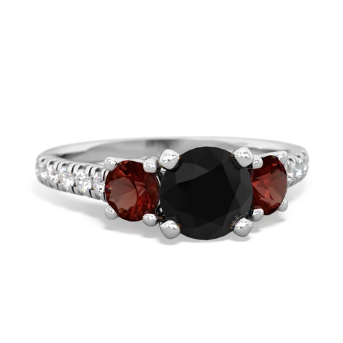 onyx-garnet trellis pave ring