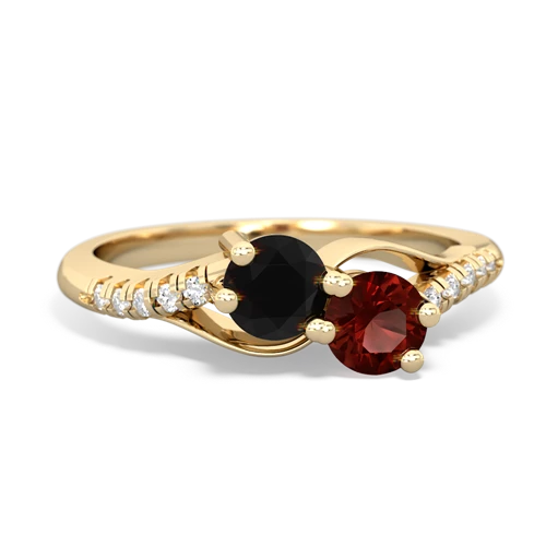 Black Onyx Genuine Black Onyx with Genuine Garnet Two Stone Infinity ring Ring