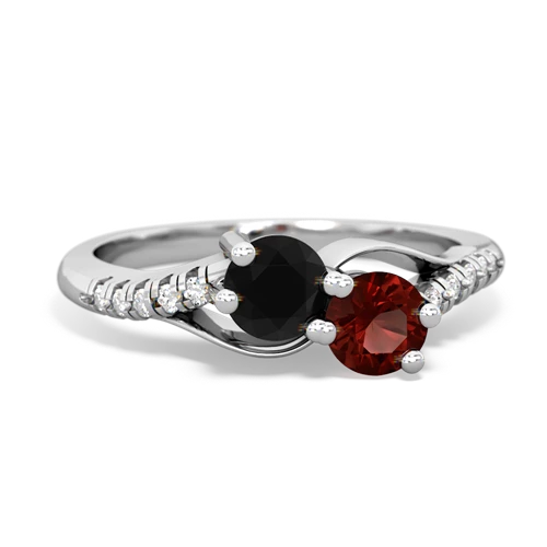 onyx-garnet two stone infinity ring