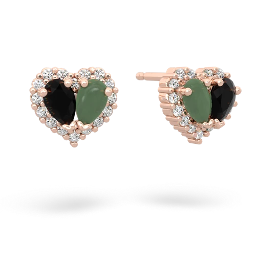 onyx-jade halo-heart earrings
