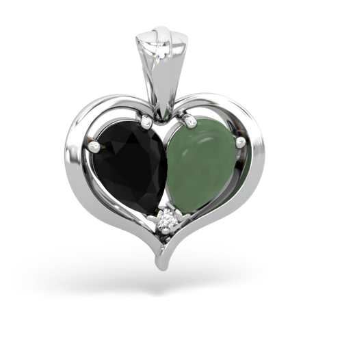 onyx-jade half heart whole pendant