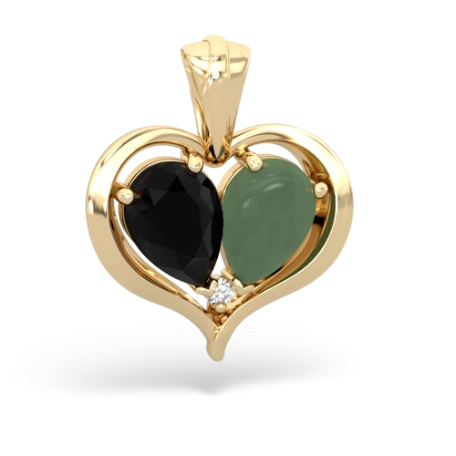 onyx-jade half heart whole pendant