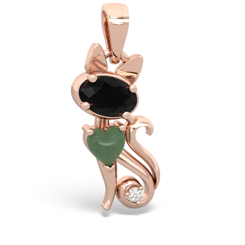 onyx-jade kitten pendant