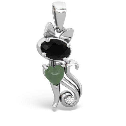onyx-jade kitten pendant