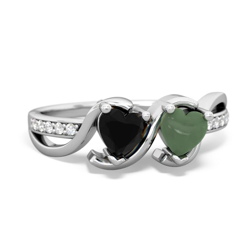 onyx-jade double heart ring