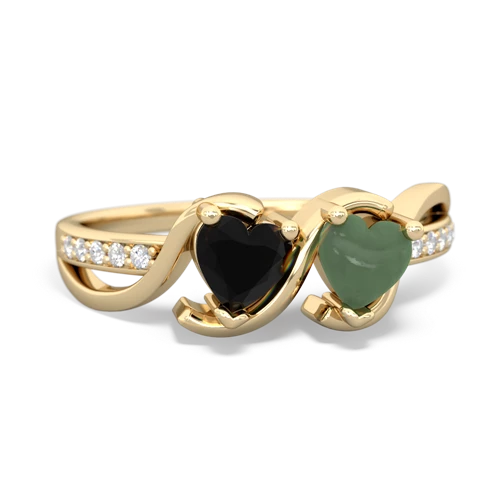 onyx-jade double heart ring