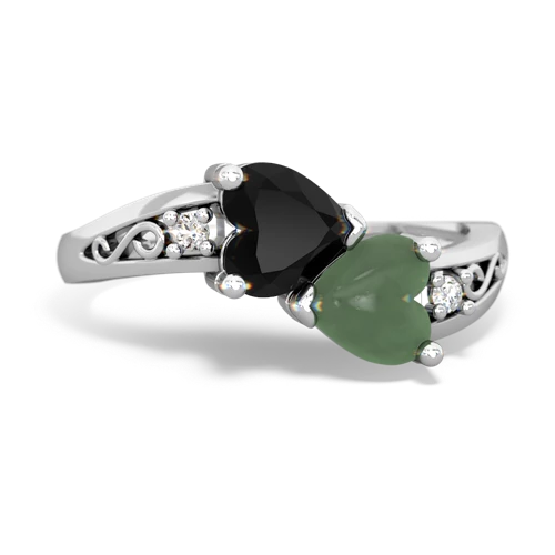 onyx-jade filligree ring