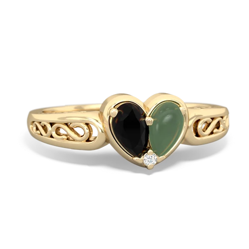 onyx-jade filligree ring