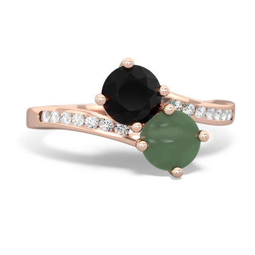 onyx-jade two stone channel ring