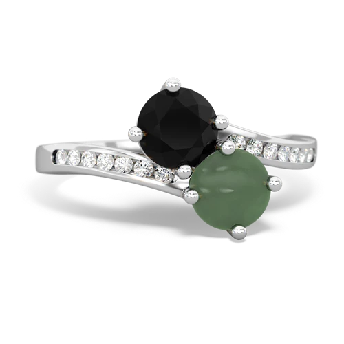 onyx-jade two stone channel ring