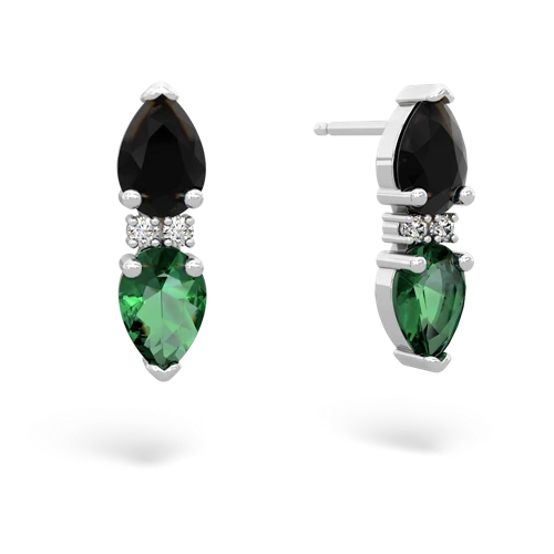 onyx-lab emerald bowtie earrings