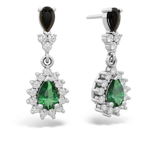 onyx-lab emerald dangle earrings
