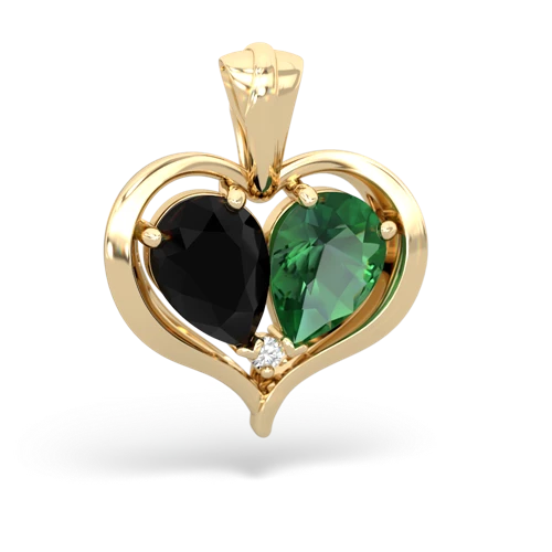 onyx-lab emerald half heart whole pendant