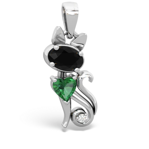 onyx-lab emerald kitten pendant