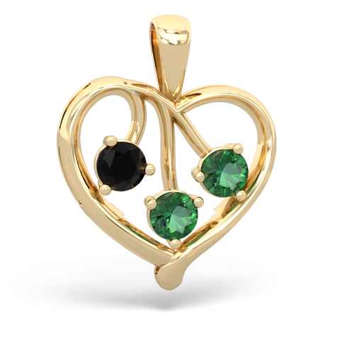 onyx-lab emerald love heart pendant