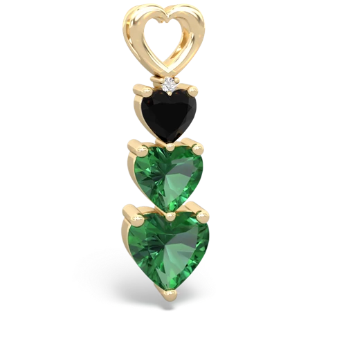 Genuine Black Onyx with Lab Created Emerald and Genuine Black Onyx Past Present Future pendant