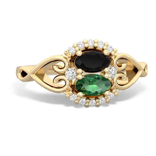 onyx-lab emerald antique keepsake ring