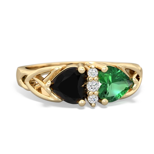 onyx-lab emerald celtic ring