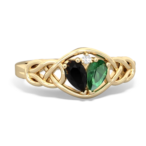 onyx-lab emerald celtic knot ring
