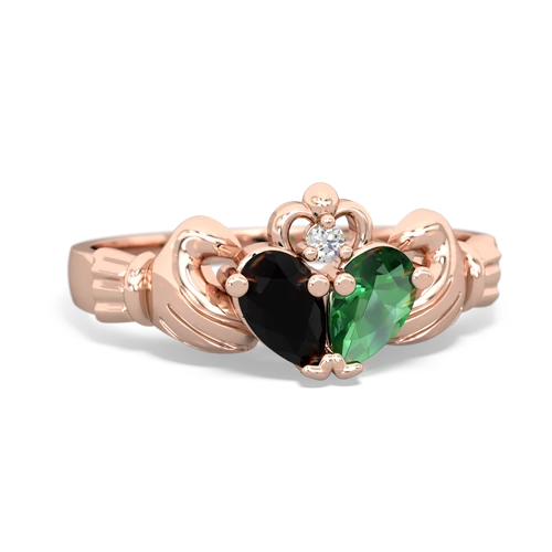 onyx-lab emerald claddagh ring