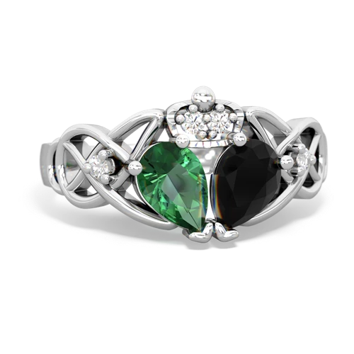 onyx-lab emerald claddagh ring