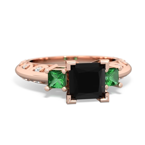 onyx-lab emerald engagement ring