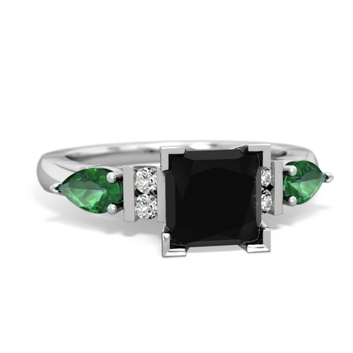 onyx-lab emerald engagement ring