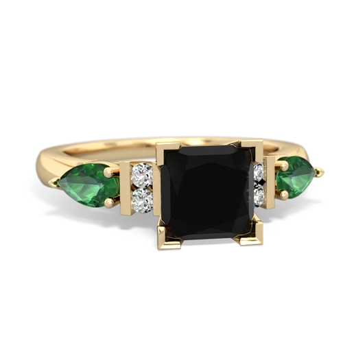 onyx-lab emerald engagement ring