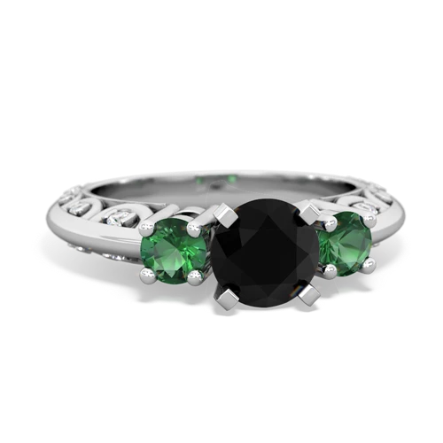 onyx-lab emerald engagement ring