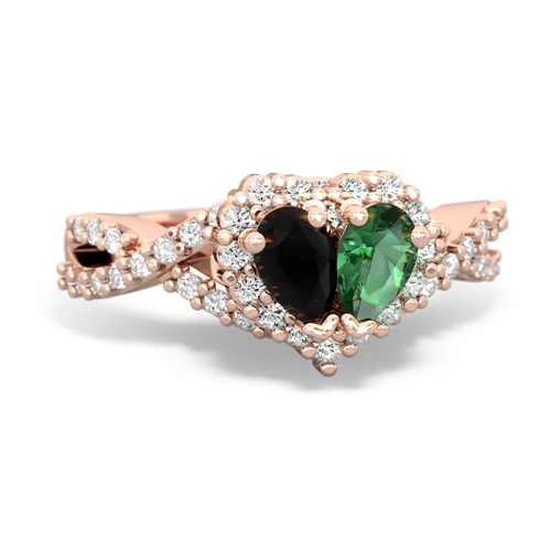 onyx-lab emerald engagement ring