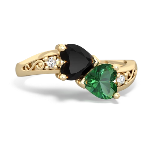 onyx-lab emerald filligree ring