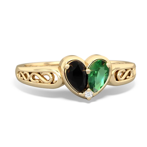 onyx-lab emerald filligree ring