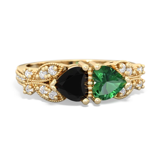 onyx-lab emerald keepsake butterfly ring