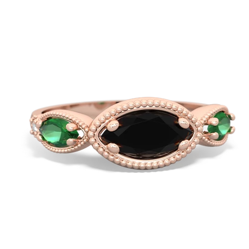 onyx-lab emerald milgrain marquise ring