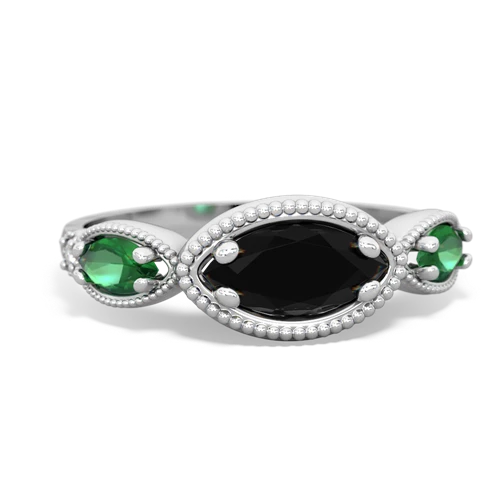 onyx-lab emerald milgrain marquise ring