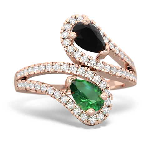 onyx-lab emerald pave swirls ring