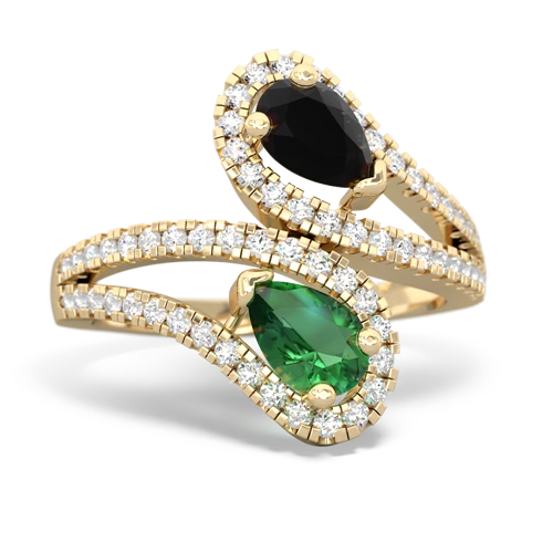 onyx-lab emerald pave swirls ring