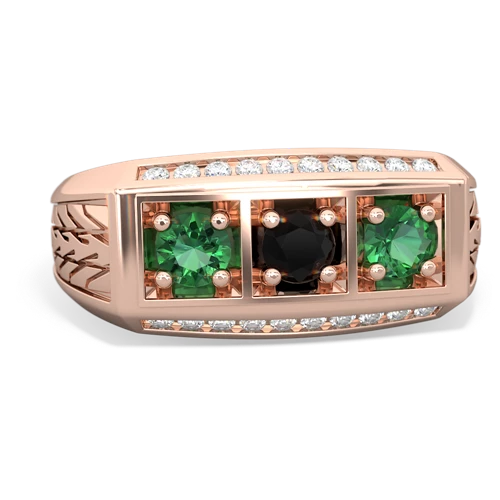 onyx-lab emerald three stone ring
