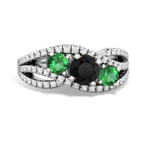 onyx-lab emerald three stone pave ring
