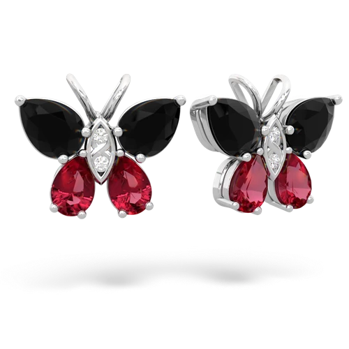 onyx-lab ruby butterfly earrings