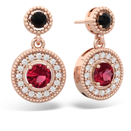 onyx-lab ruby halo earrings