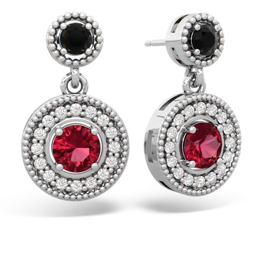 onyx-lab ruby halo earrings