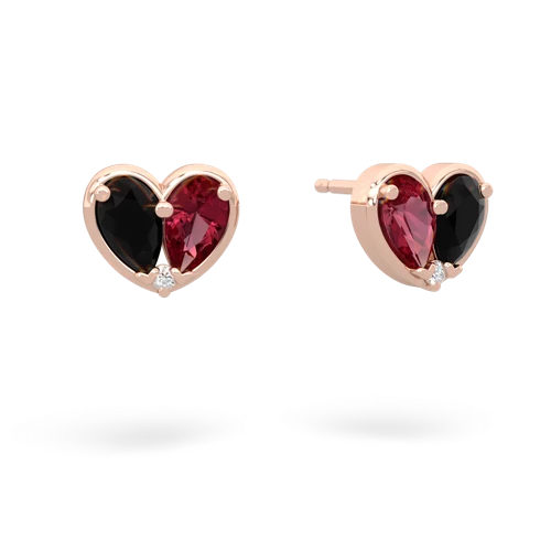 onyx-lab ruby one heart earrings