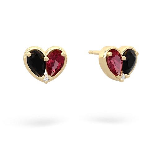 onyx-lab ruby one heart earrings