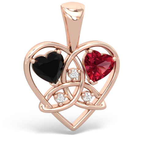 onyx-lab ruby celtic heart pendant