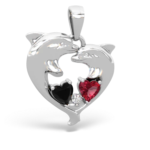 onyx-lab ruby dolphins pendant